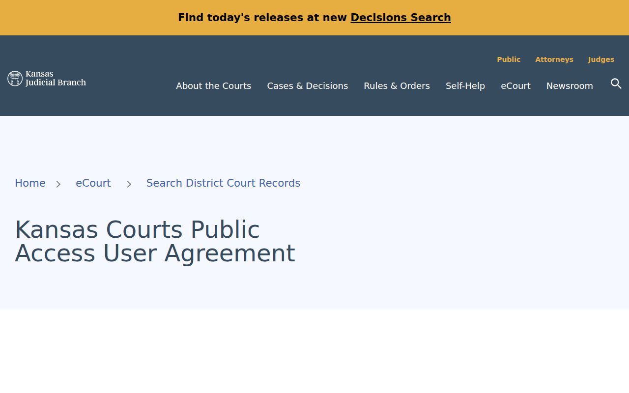 Kansas public portal limitations and courthouse terminal guidance