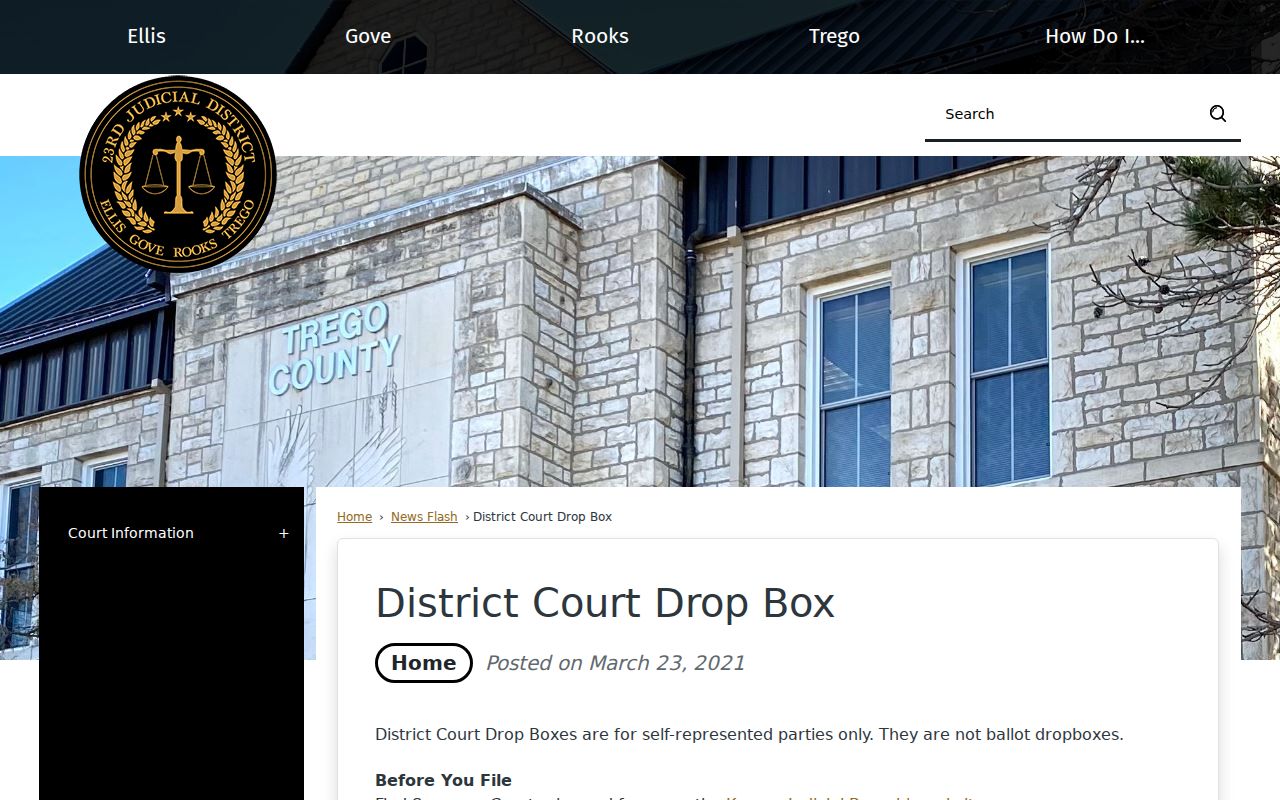 Self-represented filing drop-box instructions